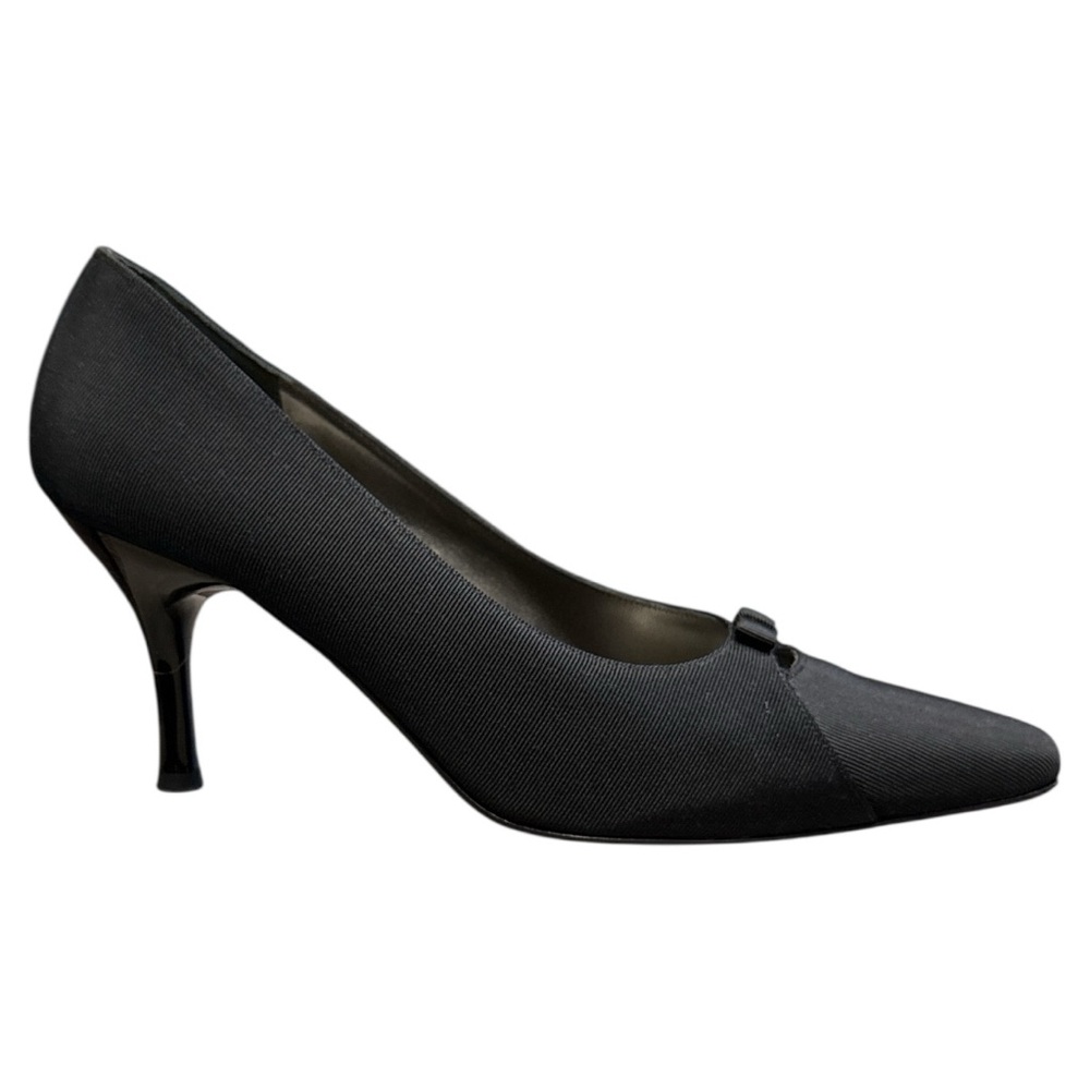 🤩Stunning black formal evening grosgrain fabric 70mm pump shoes 9 EXCELLENT